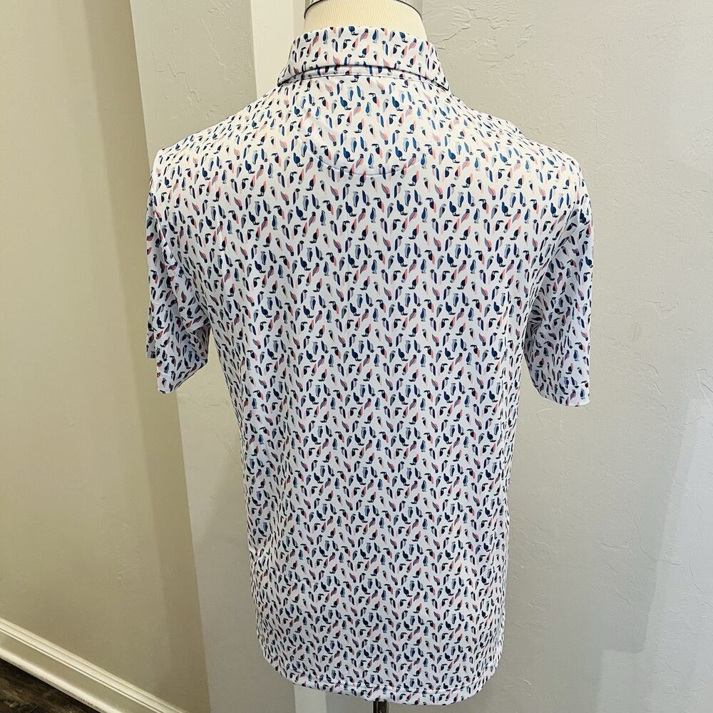 Callaway Men’s Golf Shirt Polo White Blue Pink Birds Size S Opti Dri NWT (A0130) - Picture 3 of 6